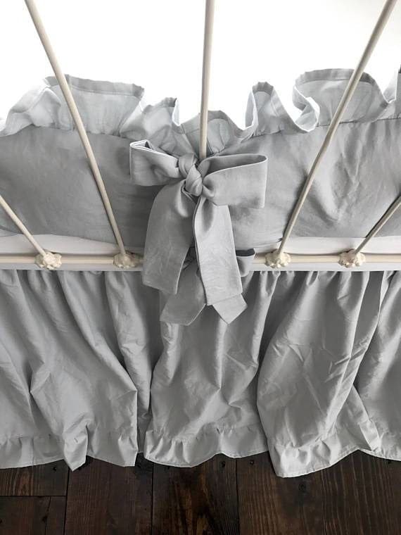 Zen Grey | Ruffled Crib Bedding Set