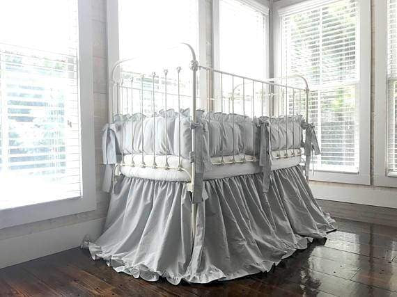Zen Grey | Ruffled Crib Bedding Set