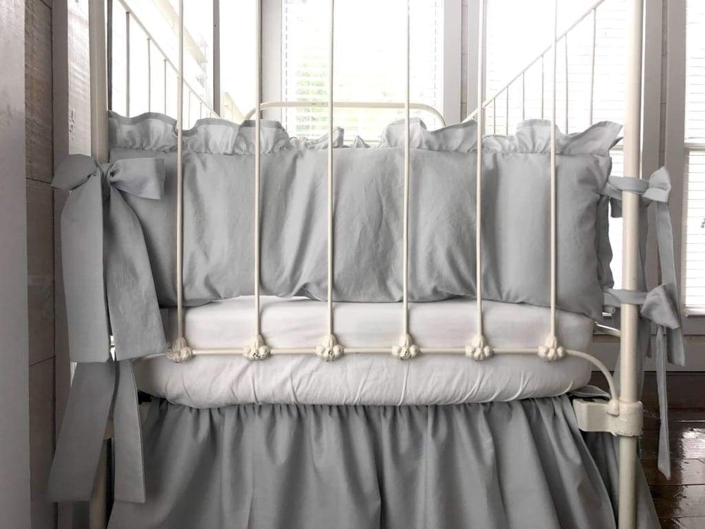 Zen Grey | Farmhouse Ruffled Crib Liners