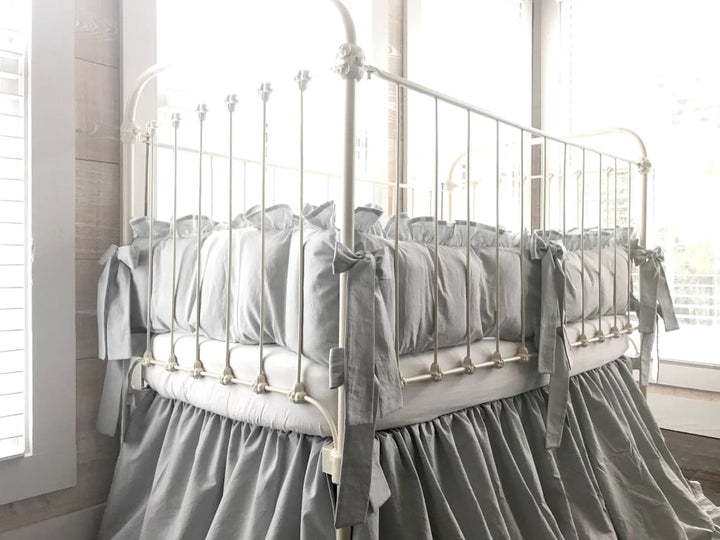Zen Grey | Farmhouse Ruffled Crib Liners
