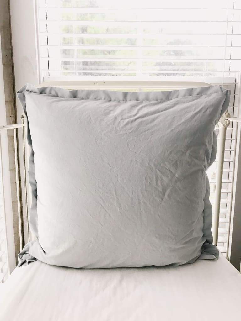 26x26 Tailored Euro Sham in 100% Cotton Zen Grey handmade heirloom nursery - High Cotton Textile