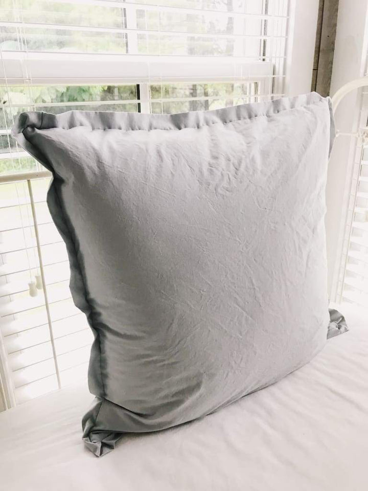 26x26 Tailored Euro Sham in 100% Cotton Zen Grey handmade heirloom nursery - High Cotton Textile