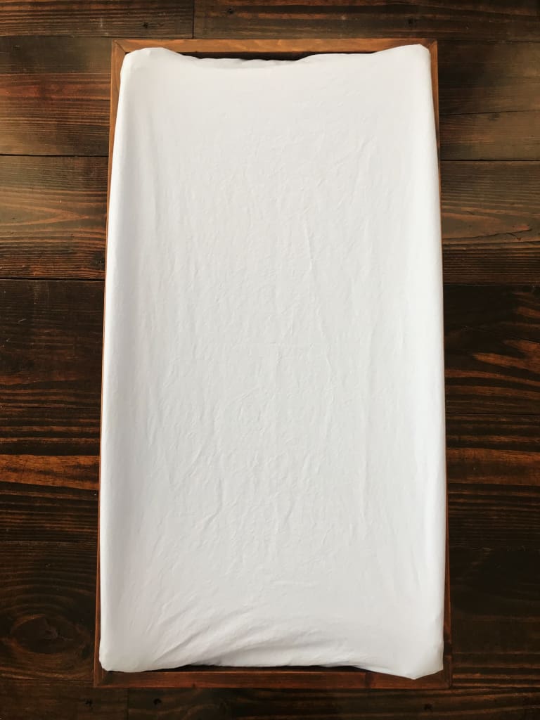 Baby Blue Changing Pad Cover handmade heirloom nursery - High Cotton Textile