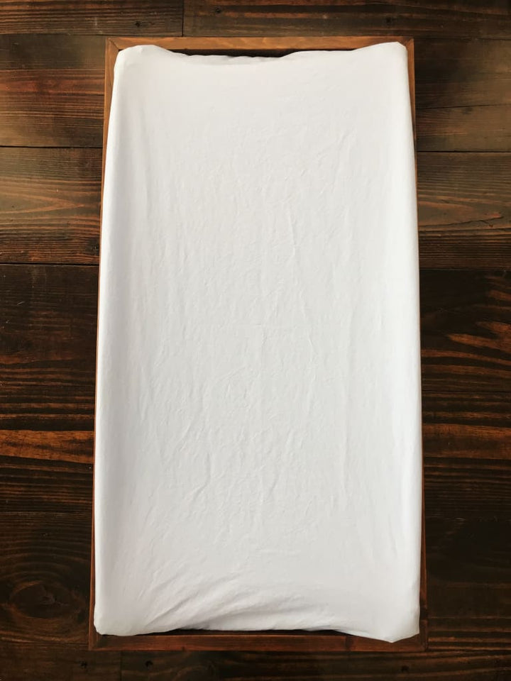 Baby Blue Changing Pad Cover handmade heirloom nursery - High Cotton Textile