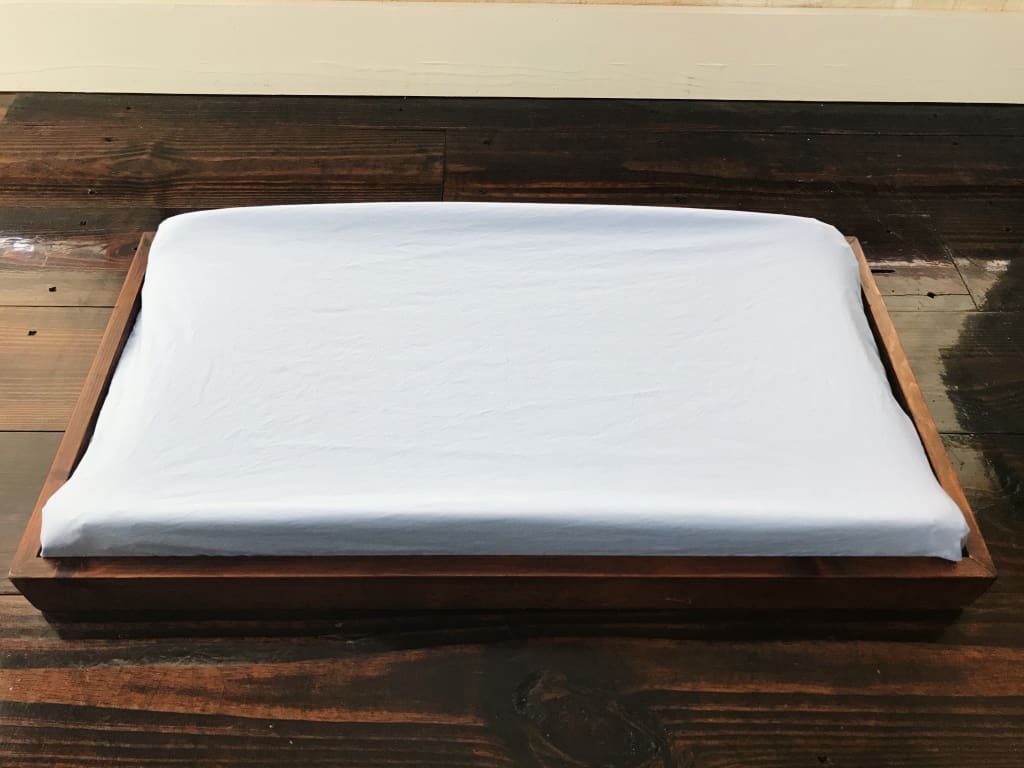 Baby Blue Changing Pad Cover handmade heirloom nursery - High Cotton Textile
