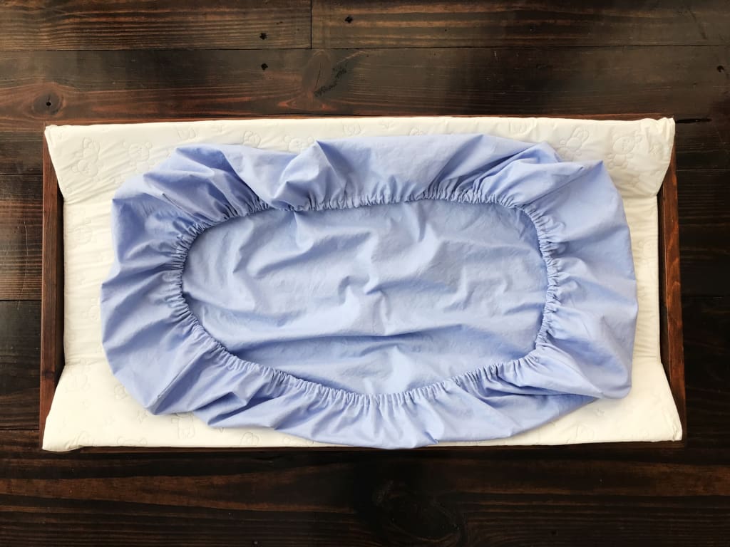 Baby Blue Changing Pad Cover handmade heirloom nursery - High Cotton Textile