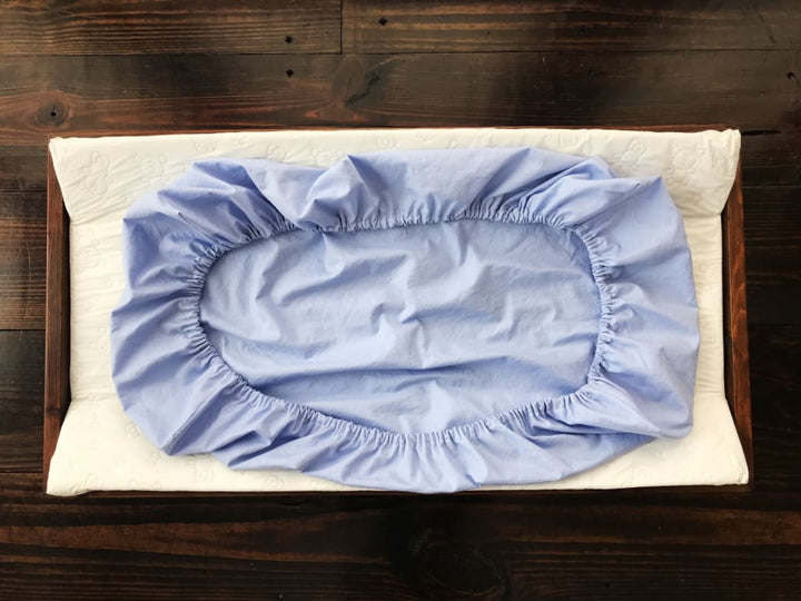 Baby Blue Changing Pad Cover handmade heirloom nursery - High Cotton Textile