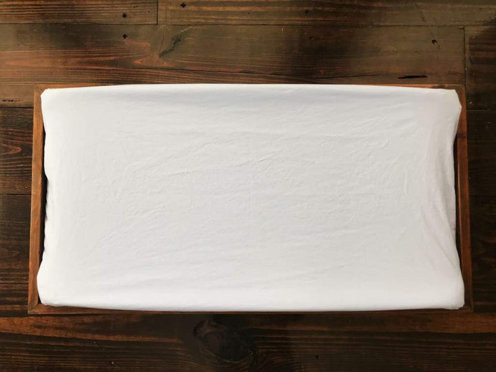 Baby Blue Changing Pad Cover handmade heirloom nursery - High Cotton Textile