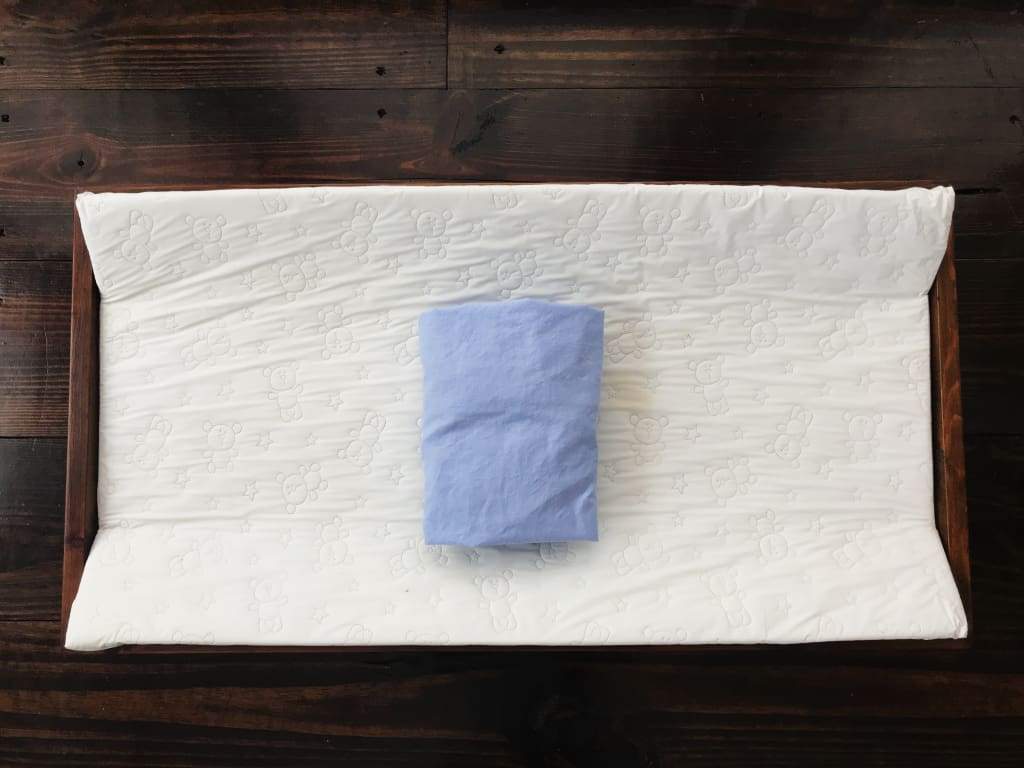 Baby Blue Changing Pad Cover handmade heirloom nursery - High Cotton Textile