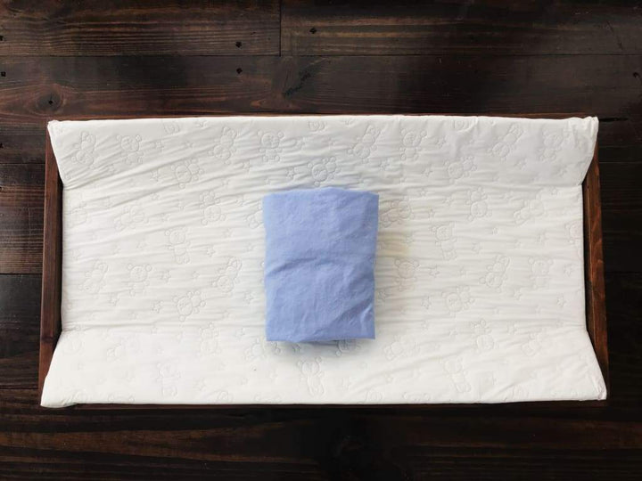 Baby Blue Changing Pad Cover handmade heirloom nursery - High Cotton Textile