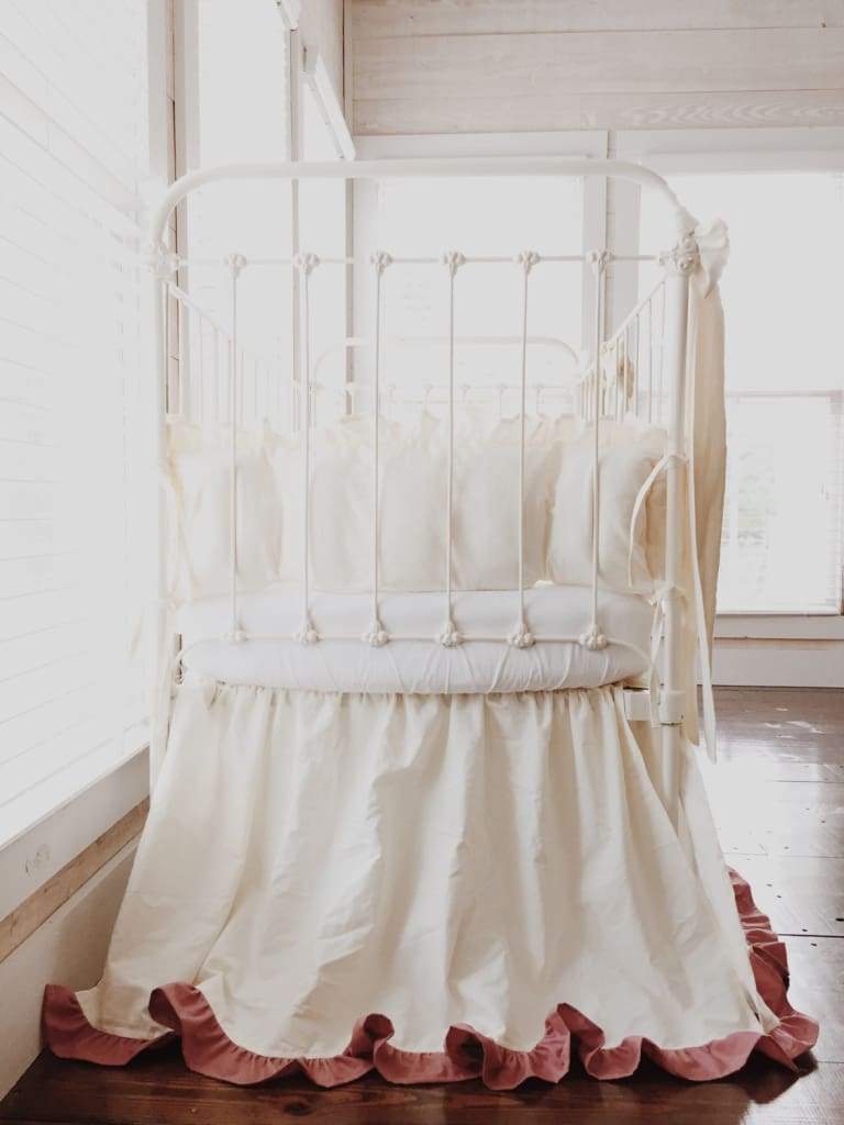 Ivory + Blush | Ruffled Crib Bedding Set