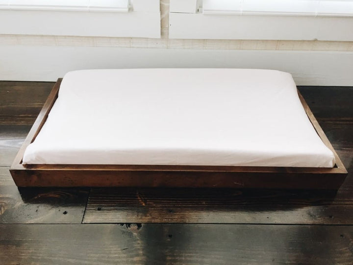 Baby Pink Changing Pad Cover handmade heirloom nursery - High Cotton Textile