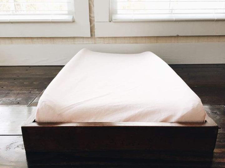 Baby Pink Changing Pad Cover handmade heirloom nursery - High Cotton Textile