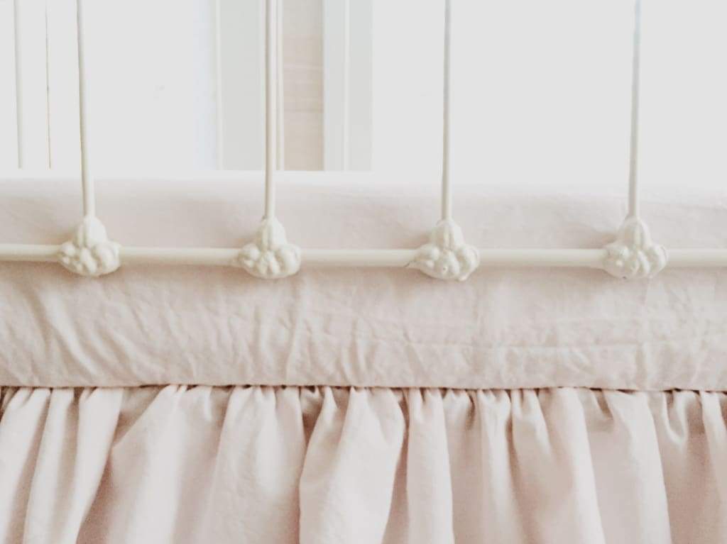 Baby Pink Fitted Crib Sheet handmade heirloom nursery - High Cotton Textile