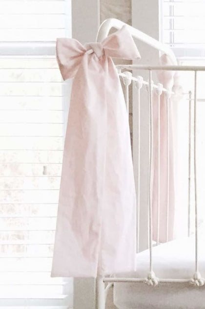 Baby Pink Large Crib Bow handmade heirloom nursery - High Cotton Textile