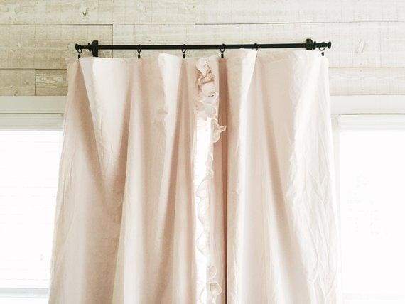 Baby Pink Ruffled Blackout Curtains 1.5 width handmade heirloom nursery - High Cotton Textile
