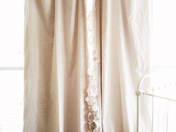 Baby Pink Ruffled Blackout Curtains 1.5 width handmade heirloom nursery - High Cotton Textile