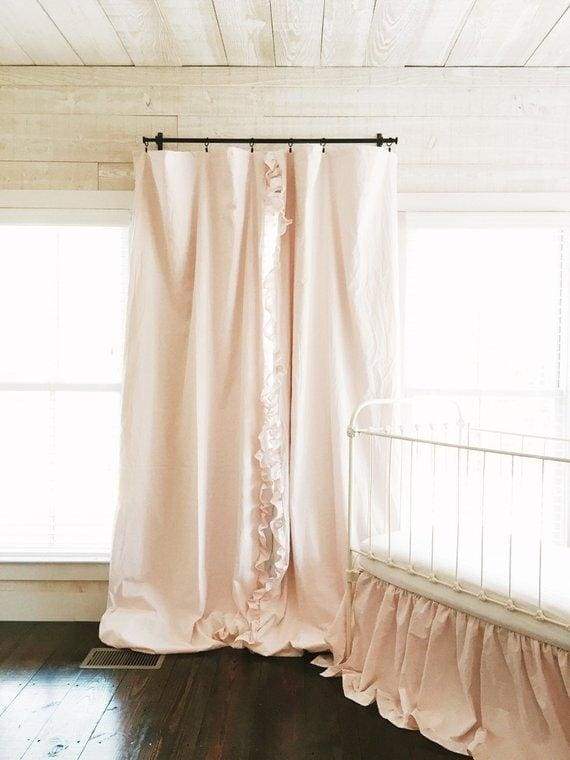 Baby Pink Ruffled Blackout Curtains