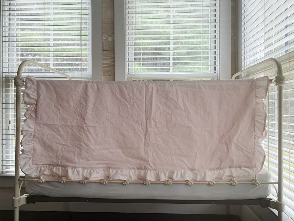 Baby Pink Ruffled Crib Blanket handmade heirloom nursery - High Cotton Textile