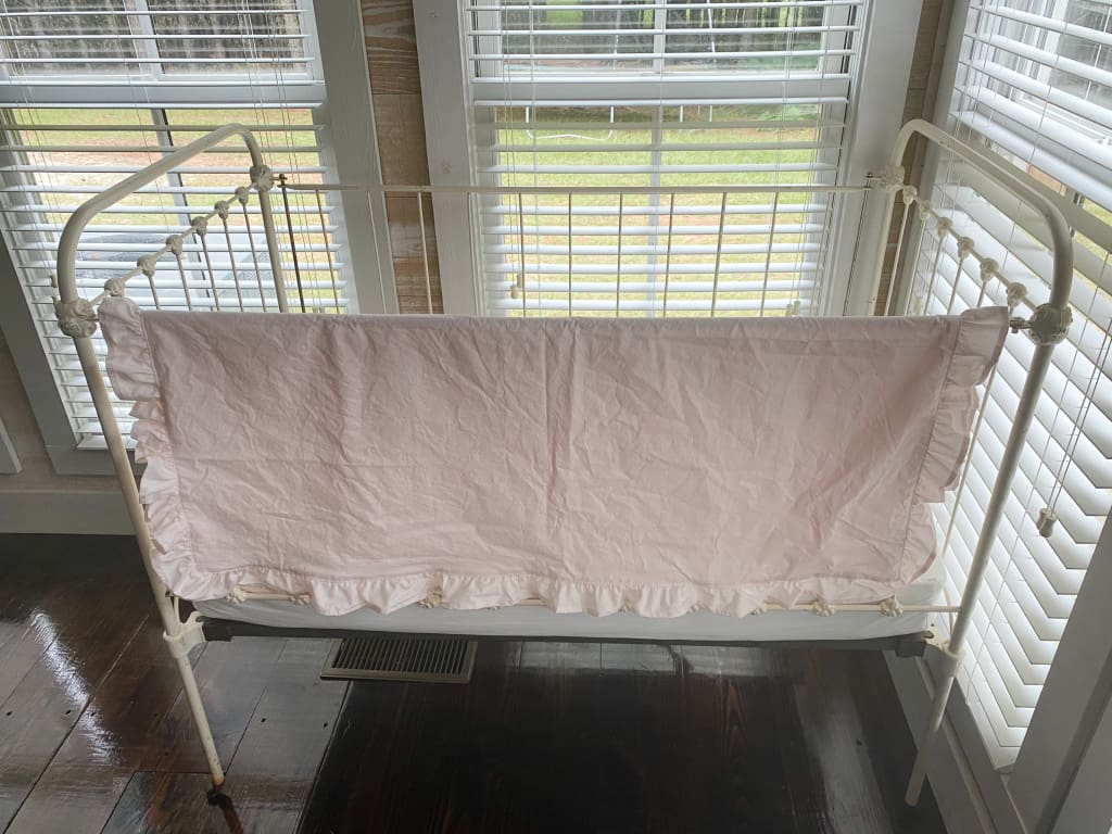 Baby Pink Ruffled Crib Blanket handmade heirloom nursery - High Cotton Textile
