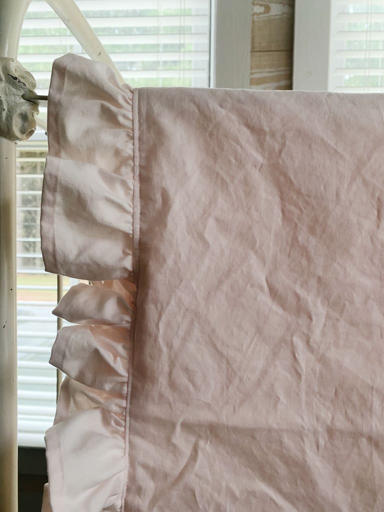Baby Pink Ruffled Crib Blanket handmade heirloom nursery - High Cotton Textile