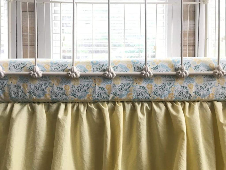 Baby Yellow Farmhouse Crib Skirt handmade heirloom nursery - High Cotton Textile