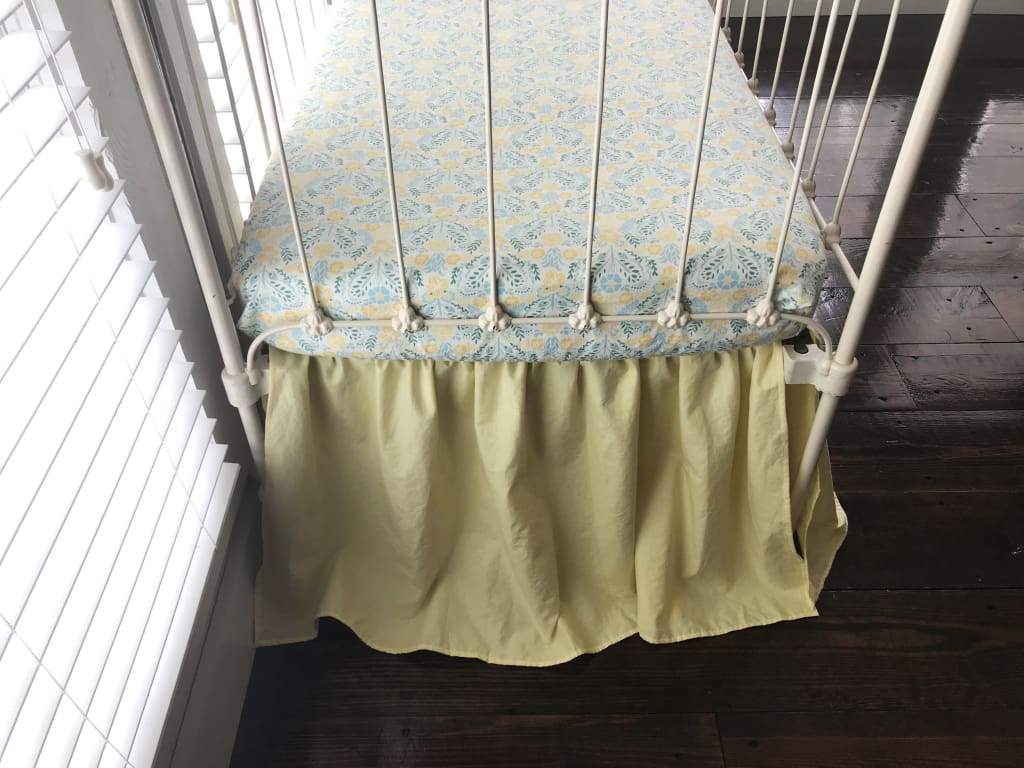 Baby Yellow Farmhouse Crib Skirt handmade heirloom nursery - High Cotton Textile