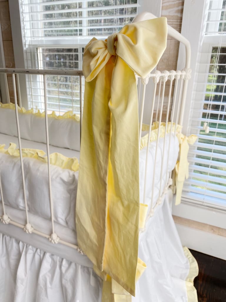 Baby Yellow Large Crib Bow handmade heirloom nursery - High Cotton Textile