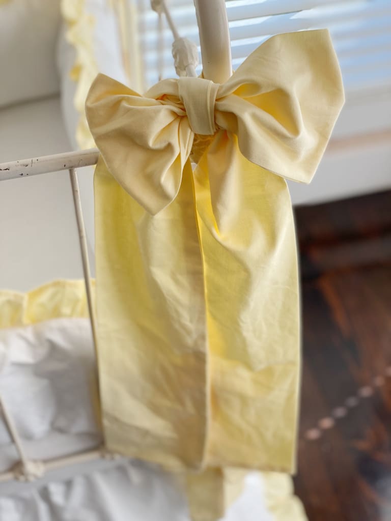 Baby Yellow Large Crib Bow handmade heirloom nursery - High Cotton Textile