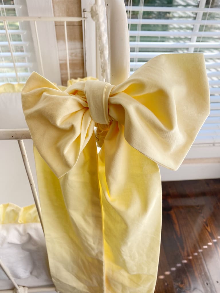 Baby Yellow Large Crib Bow handmade heirloom nursery - High Cotton Textile