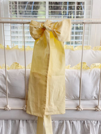 Large baby yellow washed cotton crib bow sash
