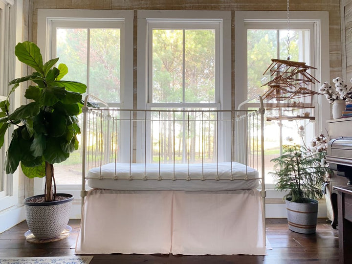 Ballet Slipper Farmhouse Tailored Crib Skirt handmade heirloom nursery - High Cotton Textile