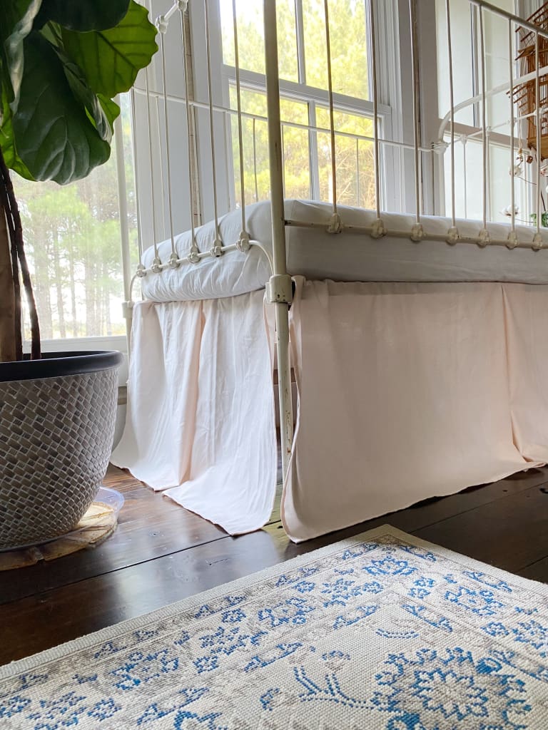 Ballet Slipper Farmhouse Tailored Crib Skirt handmade heirloom nursery - High Cotton Textile