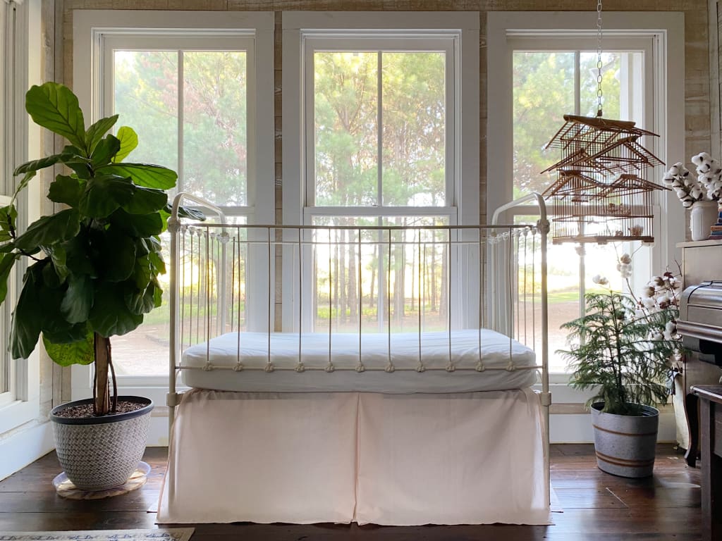 Ballet Slipper Farmhouse Tailored Crib Skirt handmade heirloom nursery - High Cotton Textile