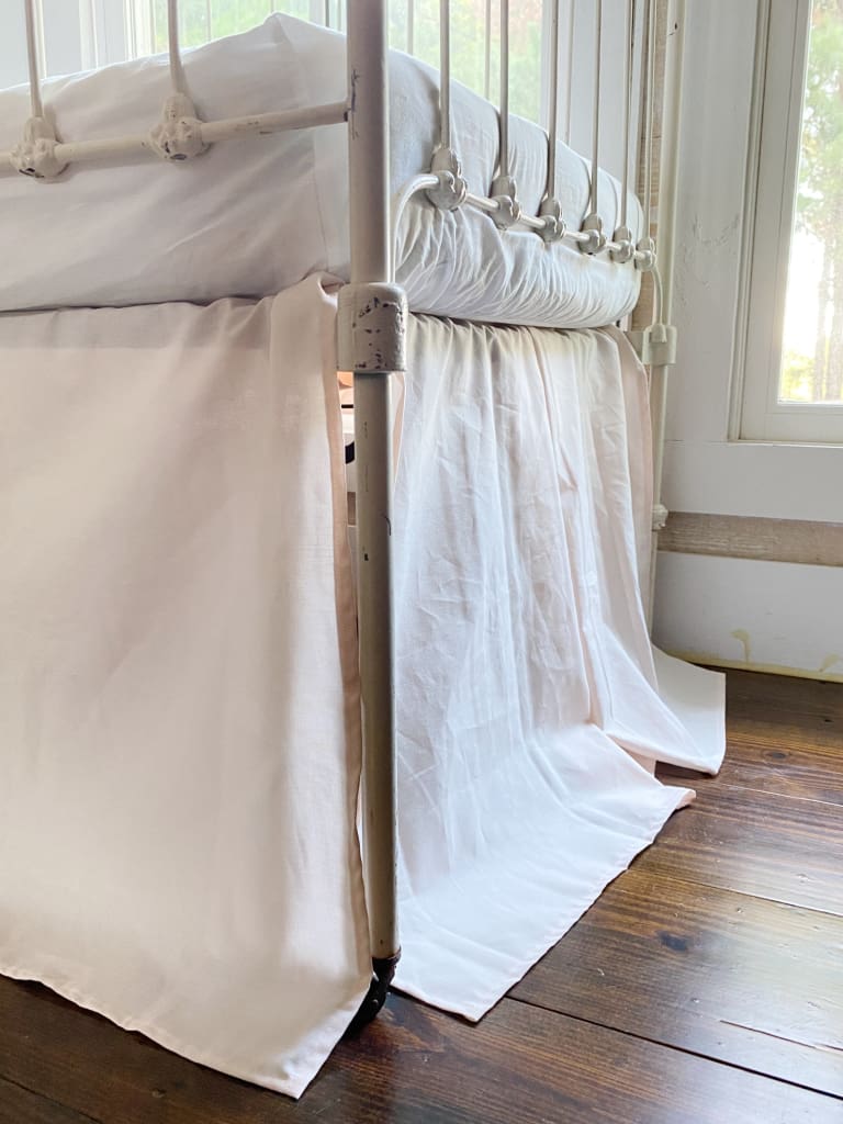 Ballet Slipper Farmhouse Tailored Crib Skirt handmade heirloom nursery - High Cotton Textile