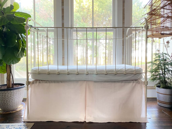 Ballet Slipper Farmhouse Tailored Crib Skirt handmade heirloom nursery - High Cotton Textile