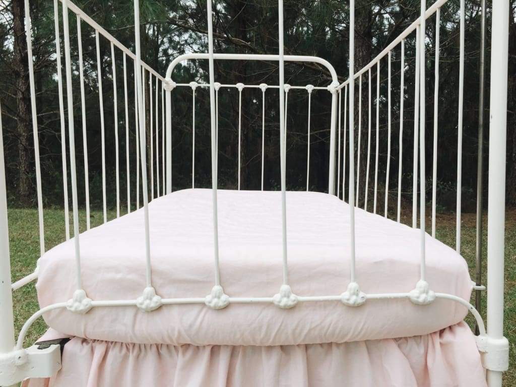 Ballet Slipper Fitted Crib Sheet handmade heirloom nursery - High Cotton Textile