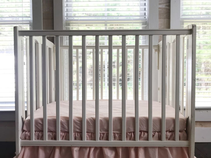 Ballet Slipper Mini Crib Sheet handmade heirloom nursery - High Cotton Textile