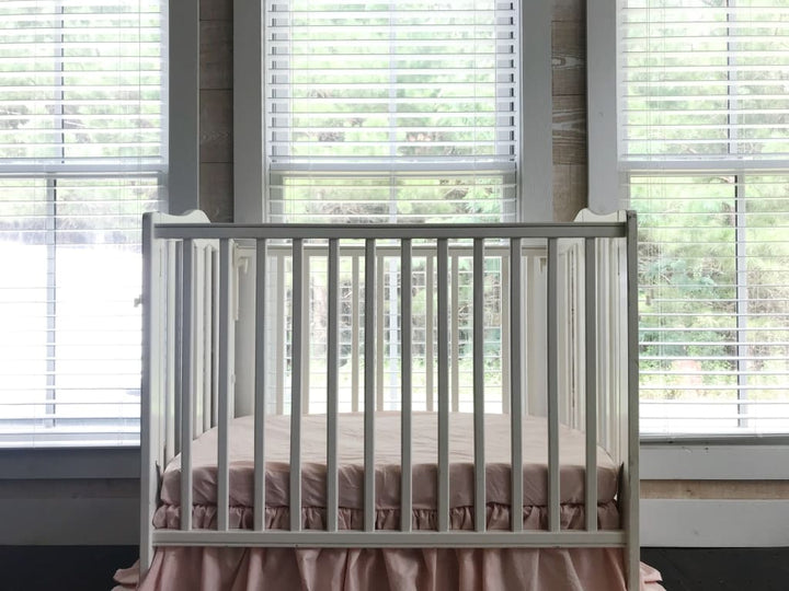 Ballet Slipper Mini Crib Sheet handmade heirloom nursery - High Cotton Textile