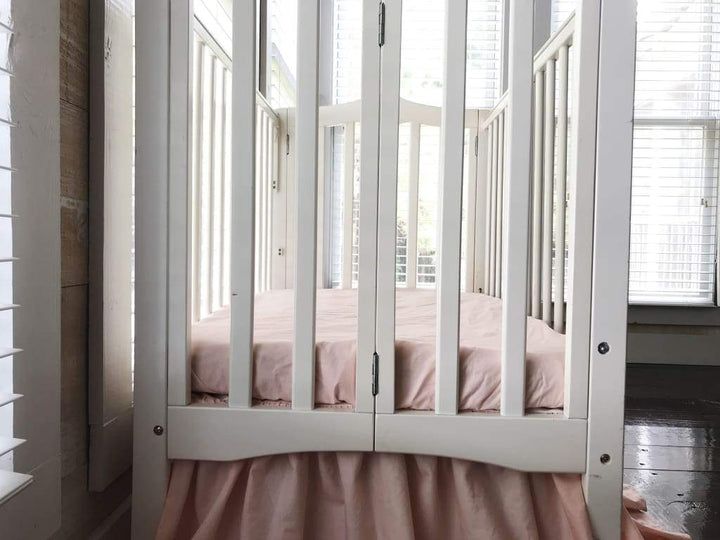 Ballet Slipper Mini Crib Sheet handmade heirloom nursery - High Cotton Textile