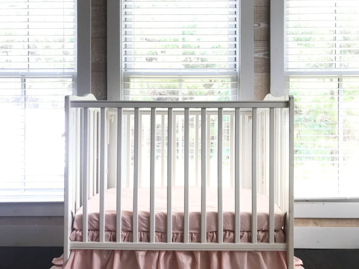 Ballet Slipper Mini Crib Sheet handmade heirloom nursery - High Cotton Textile