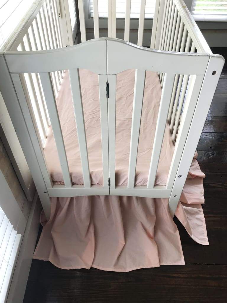 Ballet Slipper Mini Crib Skirt handmade heirloom nursery - High Cotton Textile