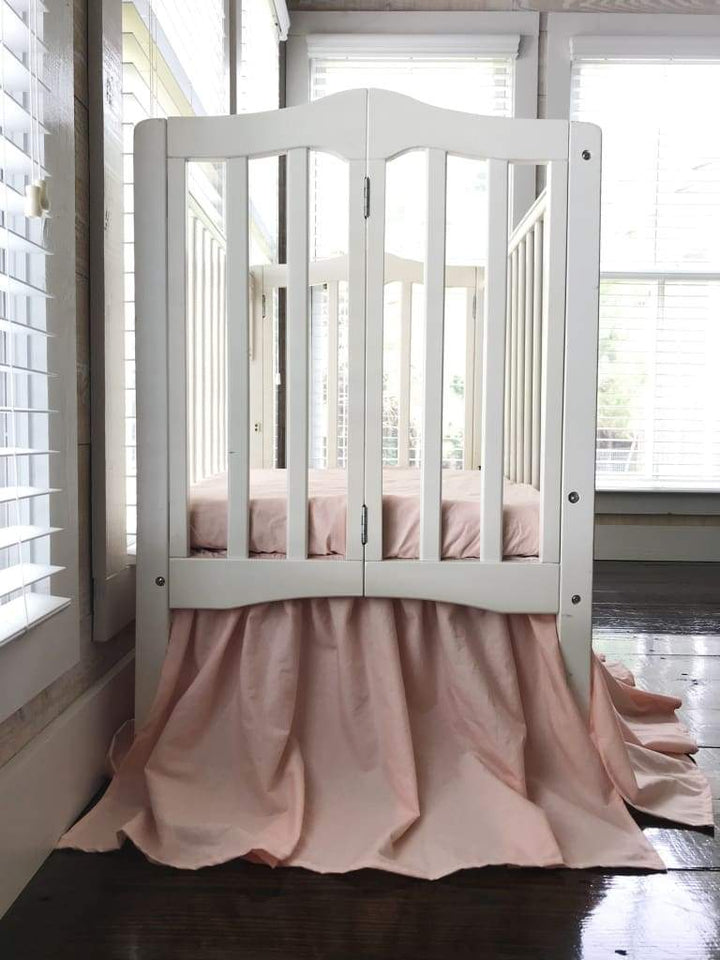 Ballet Slipper Mini Crib Skirt handmade heirloom nursery - High Cotton Textile