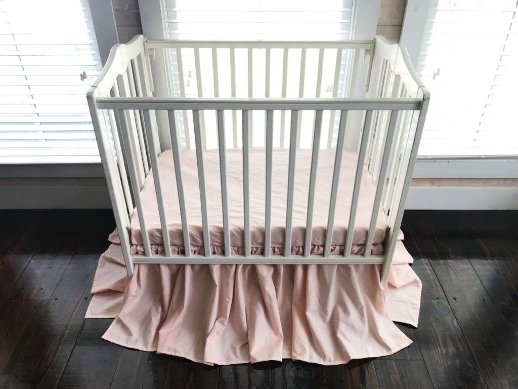 Ballet Slipper Mini Crib Skirt handmade heirloom nursery - High Cotton Textile