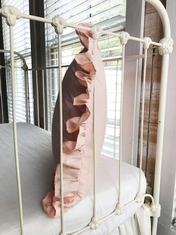 Ballet Slipper Pink Ruffled Pillow Sham handmade heirloom nursery - High Cotton Textile