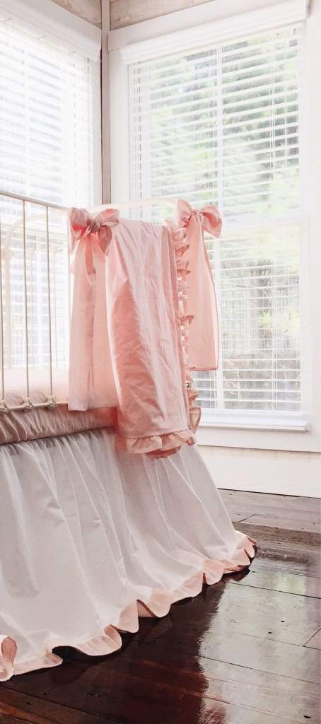 Ballet Slipper Ruffled Baby Crib Blanket handmade heirloom nursery - High Cotton Textile
