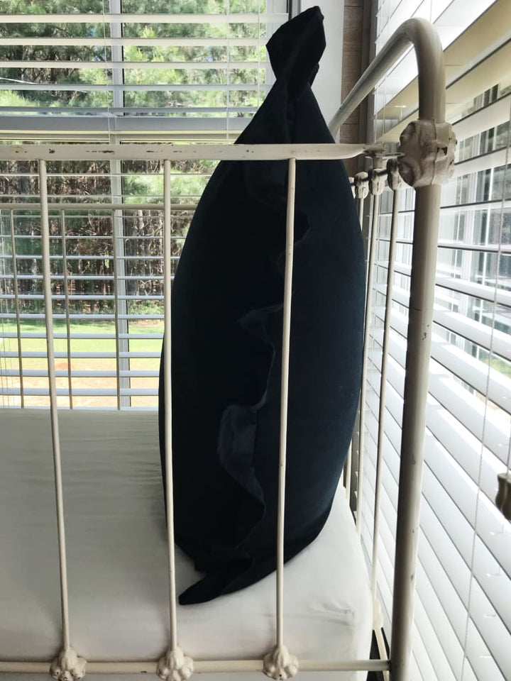 Black 26x26 Ruffled Euro Sham handmade heirloom nursery - High Cotton Textile