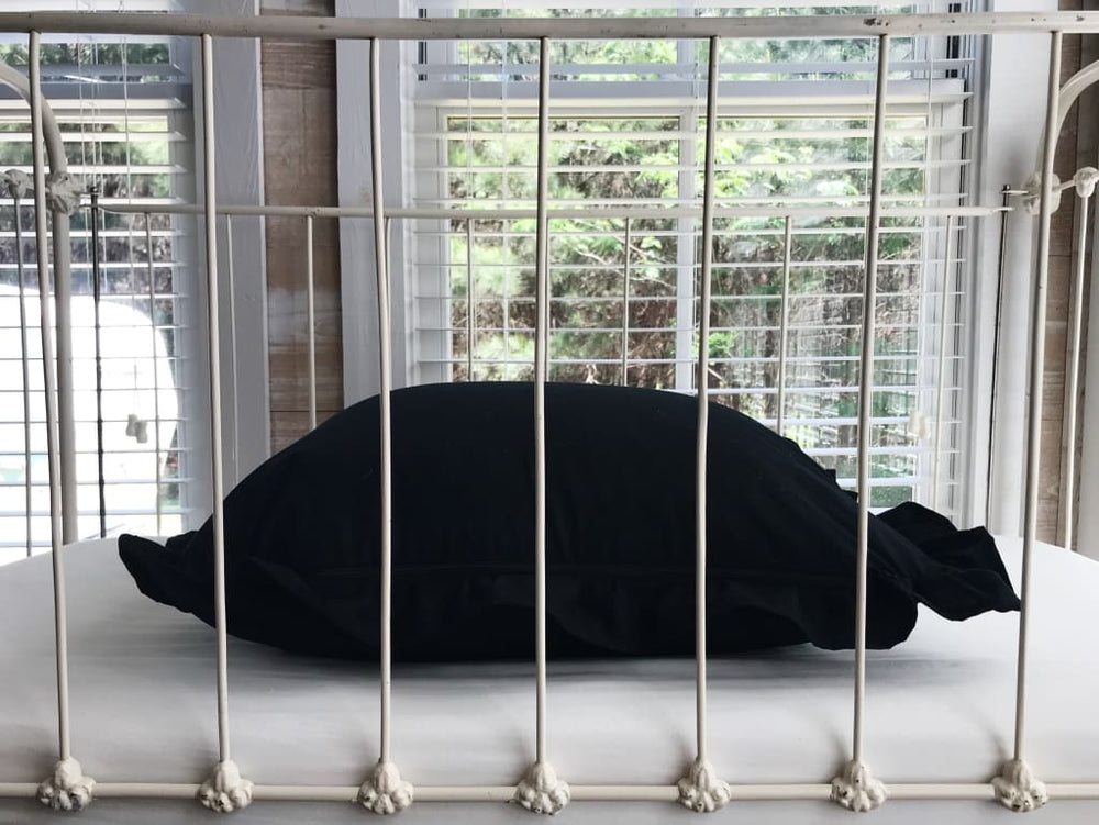 Black 26x26 Ruffled Euro Sham handmade heirloom nursery - High Cotton Textile