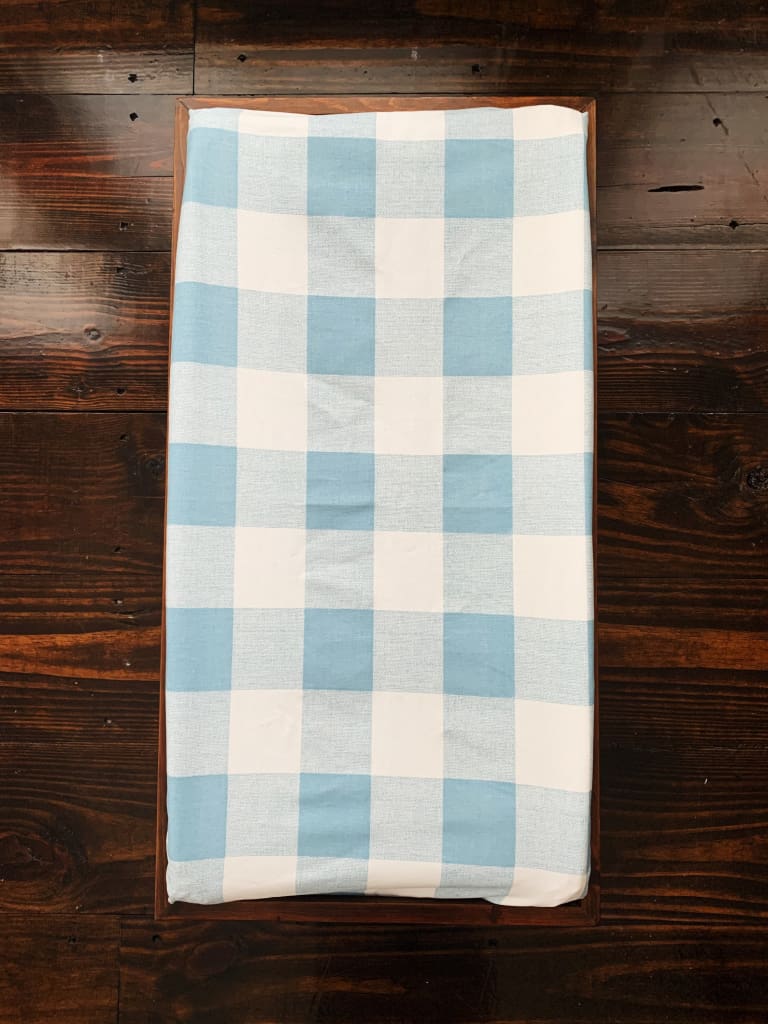 Blue Buffalo Check Changing Pad Cover handmade heirloom nursery - High Cotton Textile