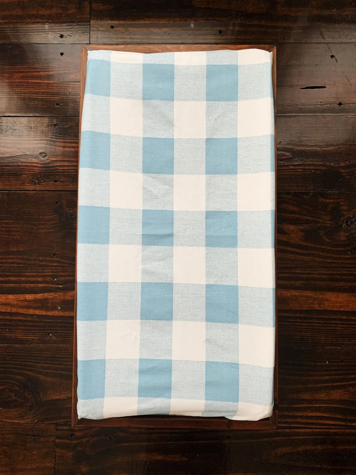 Blue Buffalo Check Changing Pad Cover handmade heirloom nursery - High Cotton Textile